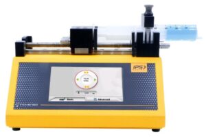 IPS-12RS single channel programmable syringe pump with resistive touch screen for accurate and reproducible fluid delivery in laboratory applications.